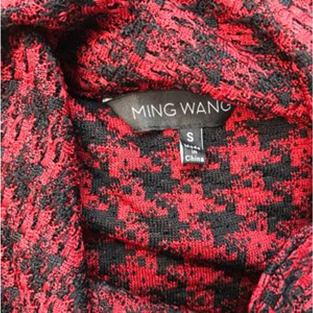 Ming Wang Embellished Black and Red Knit Blouse S - Picture 5 of 5